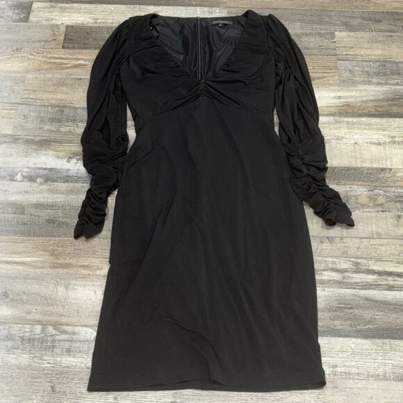 David Meister Dresses & Skirts - David Meister Ruched Long Sleeve Knit Cocktail Dress Black Size 6 LBD Designer